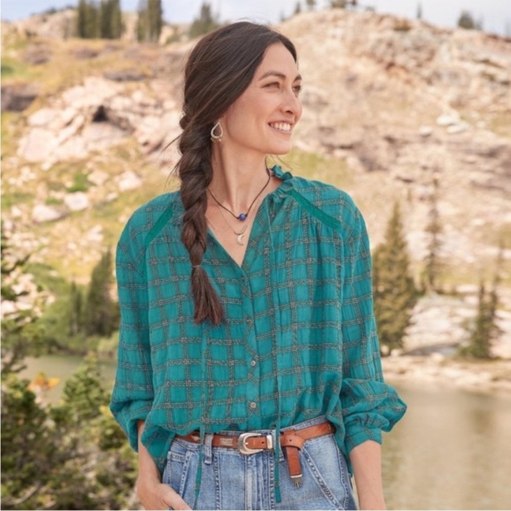 Sundance Highland Heather Plaid Top Size M
